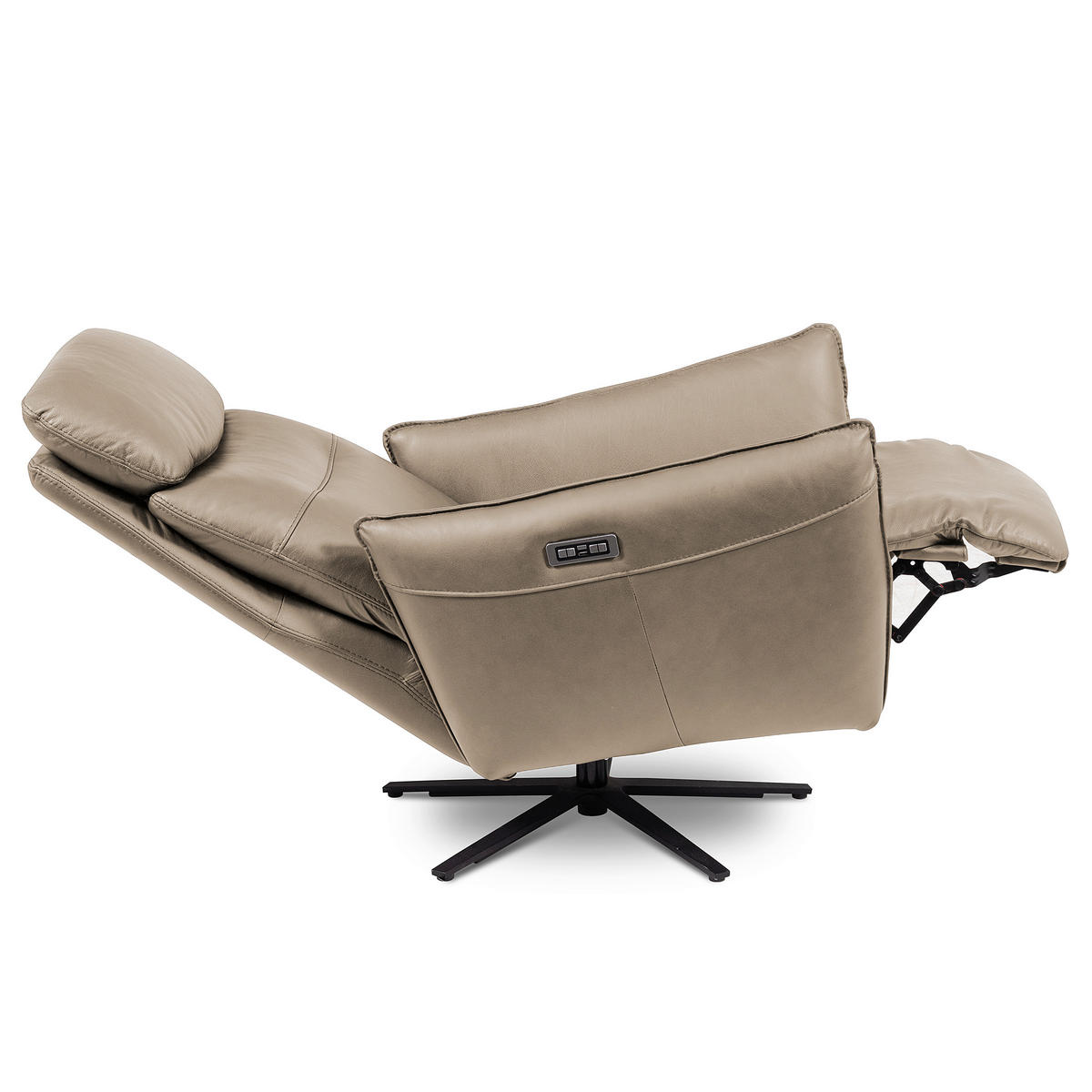 RELAXSESSEL in Leder Hellgrau  - Hellgrau/Schwarz, Design, Leder/Metall (77/107/88cm) - Livetastic