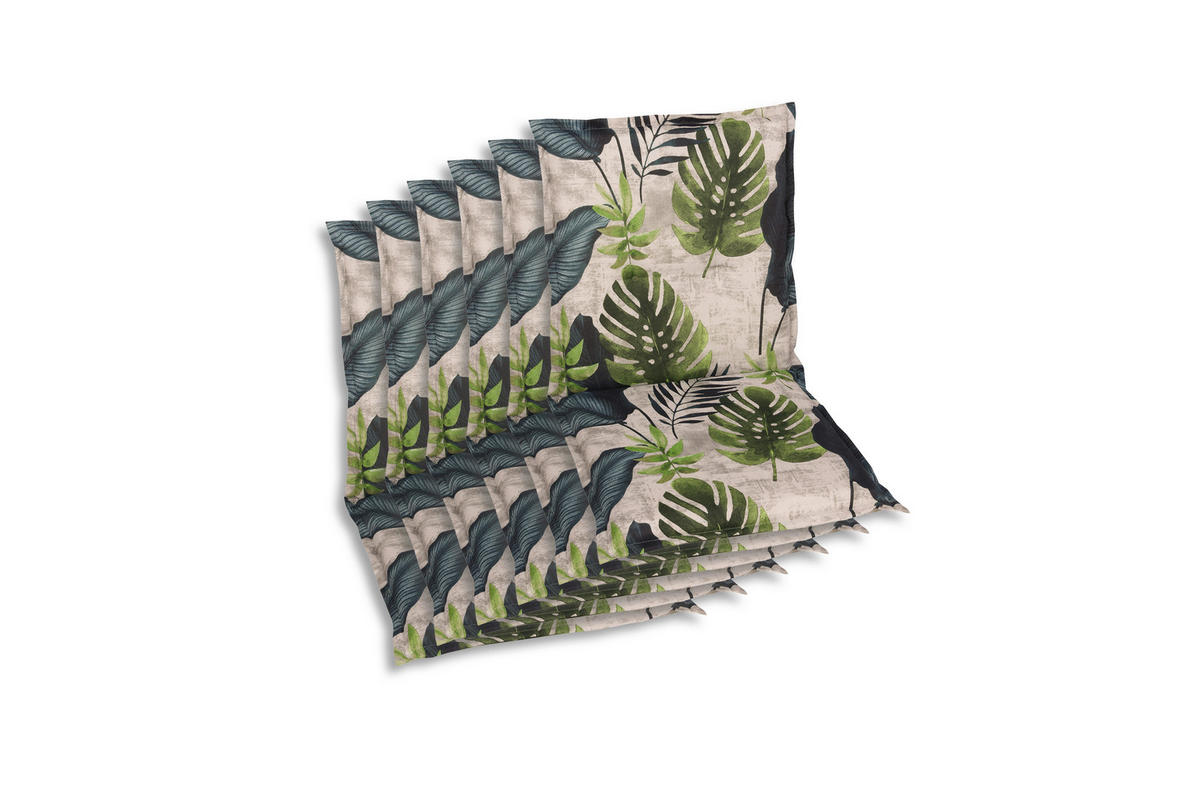 SESSELAUFLAGE Blätter  - Blau/Hellgrau, Basics, Textil (50/7/100cm)