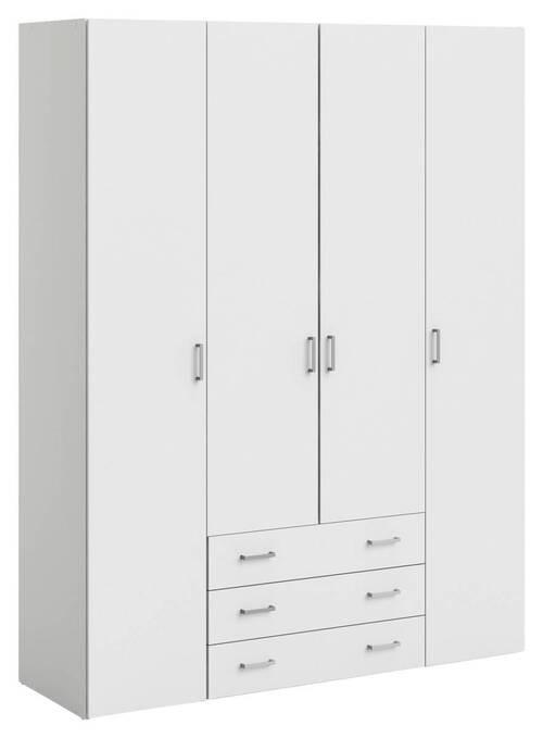 KLEIDERSCHRANK 154/200,4/49,5 cm 4-türig Weiß  - Silberfarben/Weiß, Basics, Holzwerkstoff/Metall (154/200,4/49,5cm) - MID.YOU