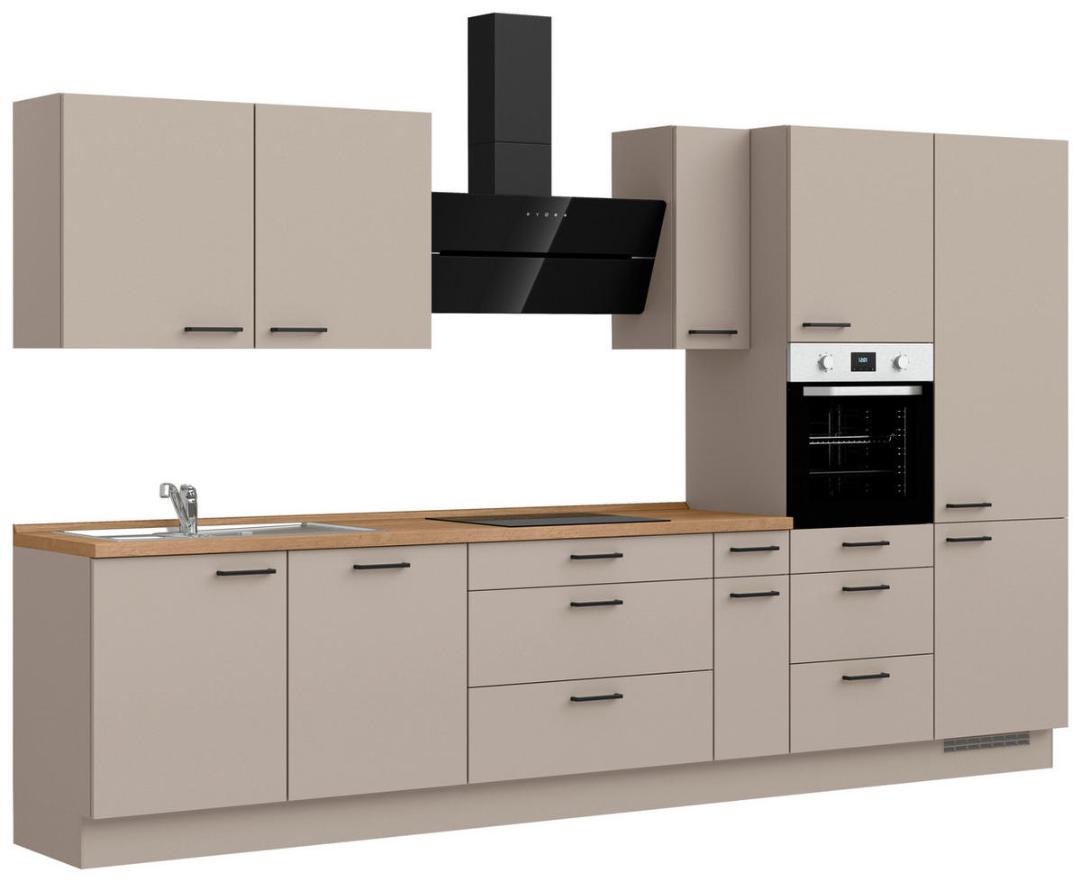 KÜCHENBLOCK 360 cm   in Eichefarben, Sandfarben  - Sandfarben/Eichefarben, MODERN, Holzwerkstoff/Metall (360cm) - Nobilia