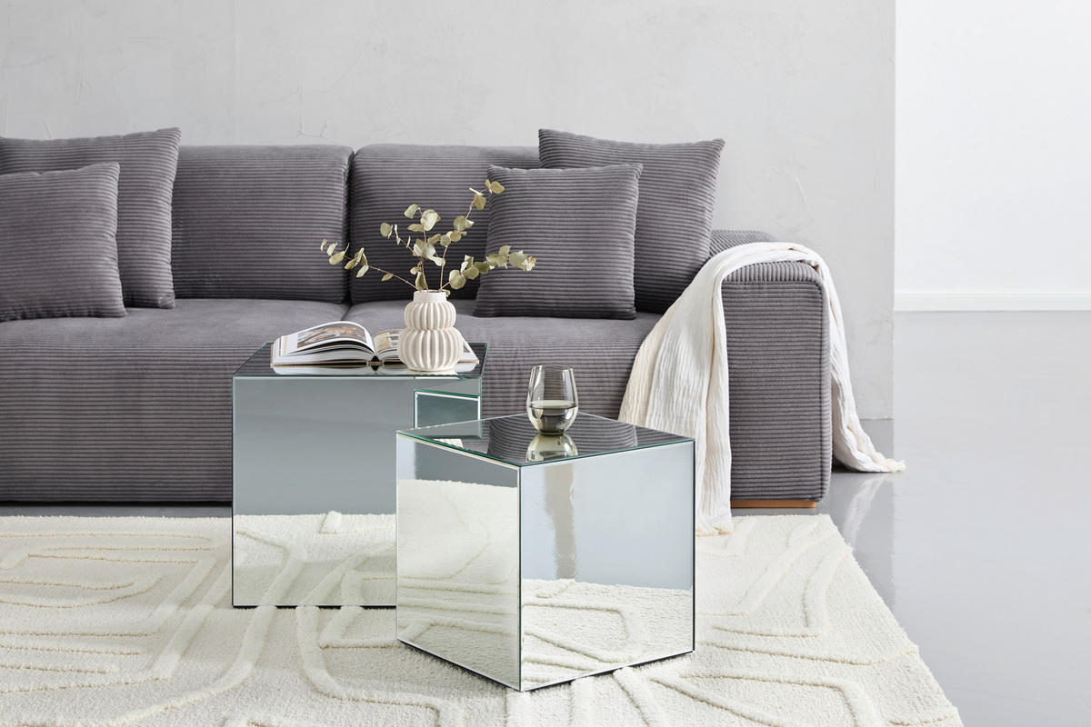 SET DE TABLES BASSES in Glas, Holzwerkstoff 40/50/40/50/40/47 cm  - Klar, Design, Glas/Holzwerkstoff (40/50/40/50/40/47cm) - MID.YOU