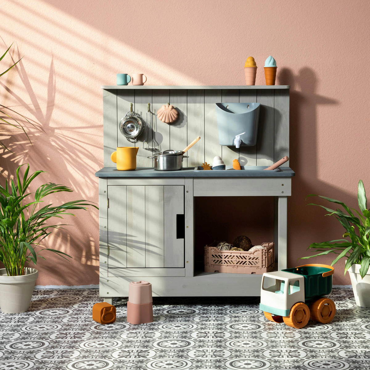 MATSCHKÜCHE  - Hellgrau, Basics, Holz (80/40/90cm) - MUDDY BUDDY