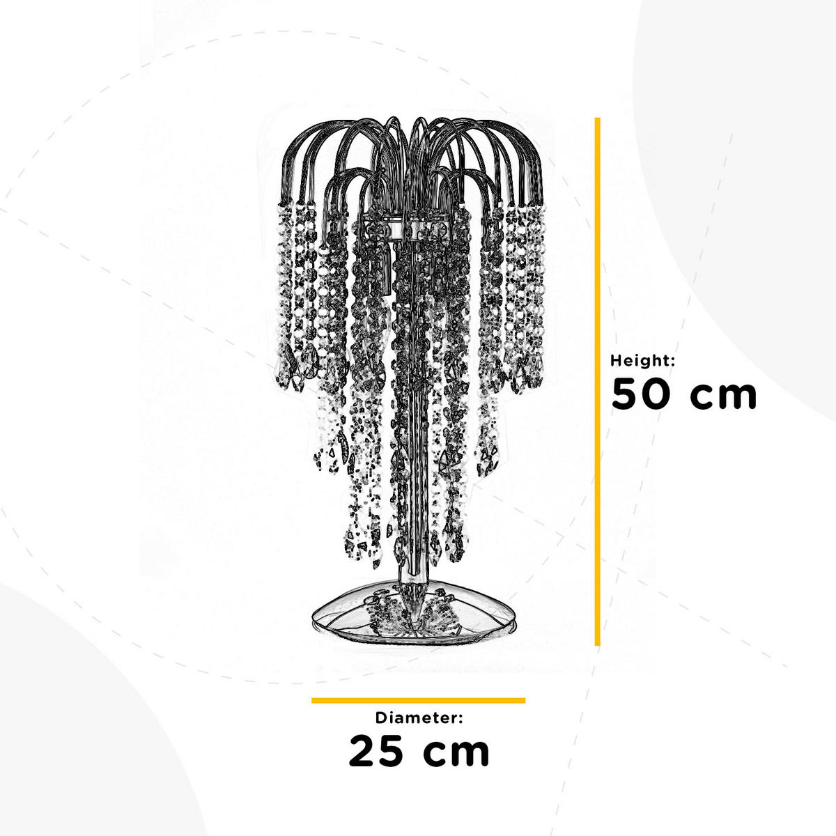 KRISTALL-TISCHLEUCHTE 25/50 cm   - Goldfarben, KONVENTIONELL, Glas/Metall (25/50cm)