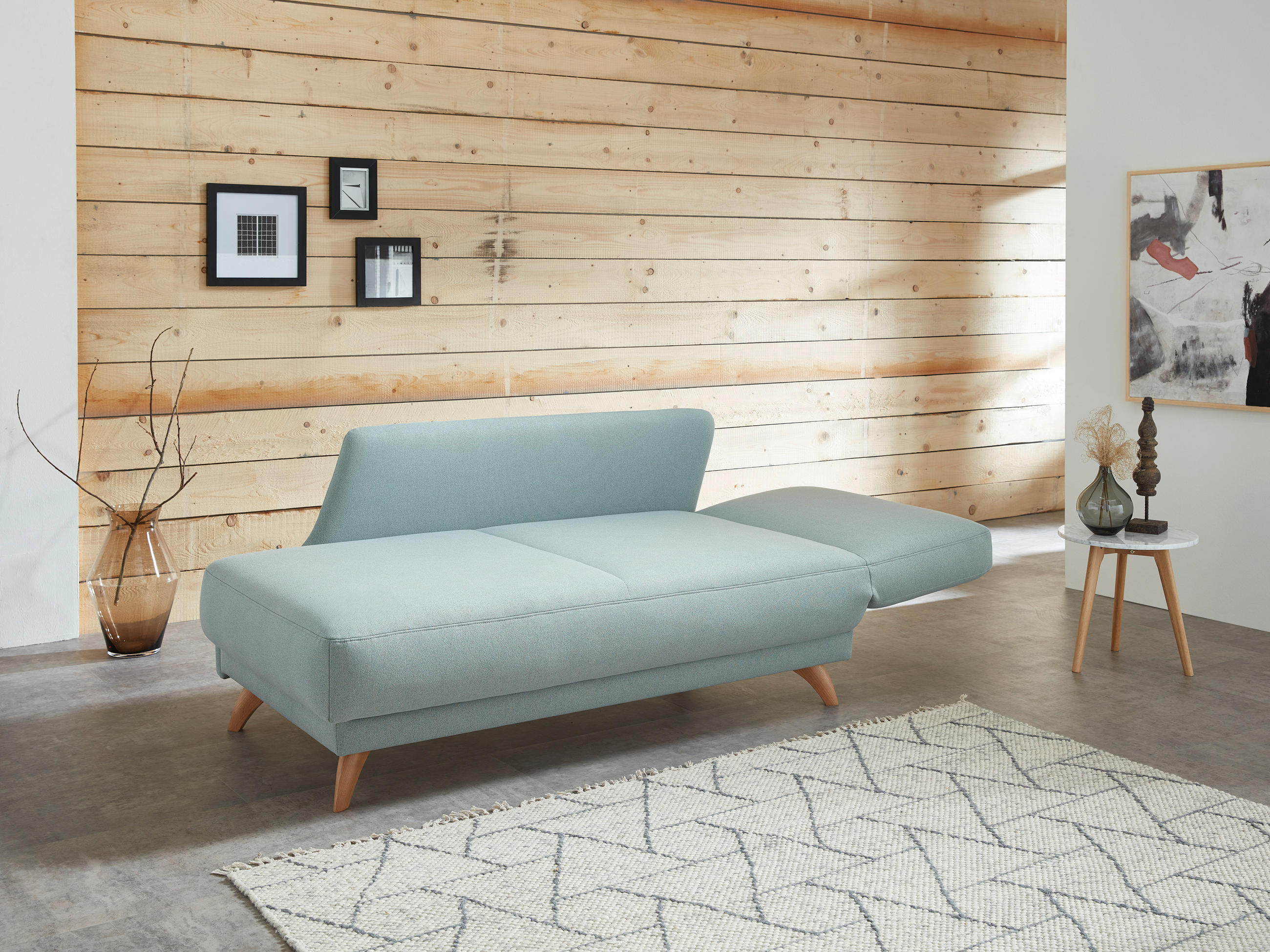 RÉCAMIERE in Flachgewebe Blau  - Blau/Eichefarben, Modern, Holz/Textil (205/74-87/94cm) - Bali