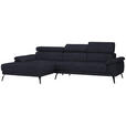 ECKSOFA in Velours Anthrazit  - Anthrazit/Schwarz, Design, Textil/Metall (187/295cm) - Novel