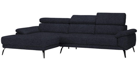 ECKSOFA in Velours Anthrazit  - Anthrazit/Schwarz, Design, Textil/Metall (187/295cm) - Novel