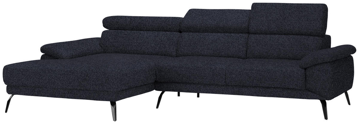 ECKSOFA in Velours Anthrazit  - Anthrazit/Schwarz, Design, Textil/Metall (187/295cm) - Novel