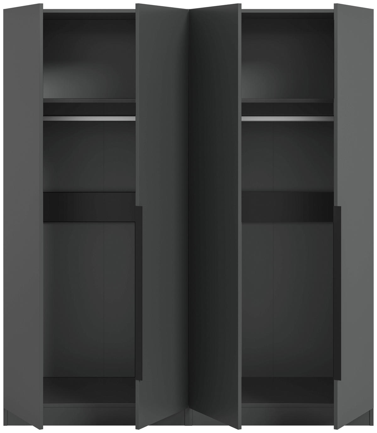 DREHTÜRENSCHRANK 160/181/52 cm,  in Anthrazit, 4-türig  - Anthrazit/Schwarz, MODERN, Holzwerkstoff/Kunststoff (160/181/52cm) - MID.YOU