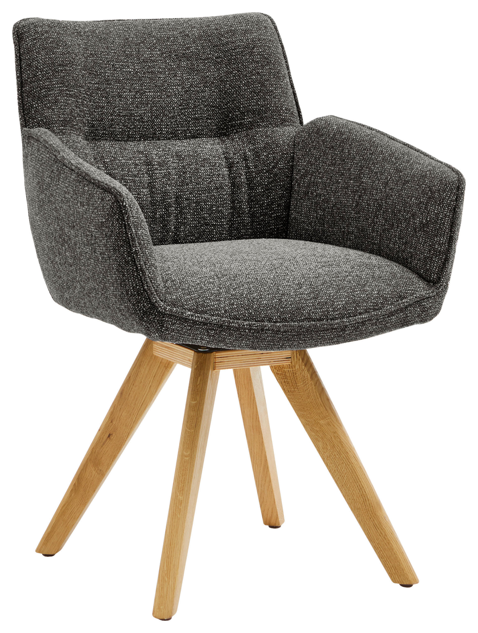 ARMLEHNSTUHL  Beinauswahl, Stoffauswahl, Typenauswahl, Sitzfläche 180° drehbar Webstoff  Anthrazit, Eichefarben  - Eichefarben/Anthrazit, Design, Holz/Textil (60/83,5/65cm) - Valdera