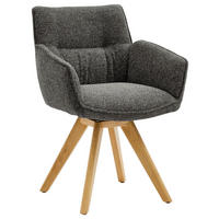 ARMLEHNSTUHL  Beinauswahl, Stoffauswahl, Typenauswahl, Sitzfläche 180° drehbar Webstoff  Anthrazit, Eichefarben  - Eichefarben/Anthrazit, Design, Holz/Textil (60/83,5/65cm) - Valdera