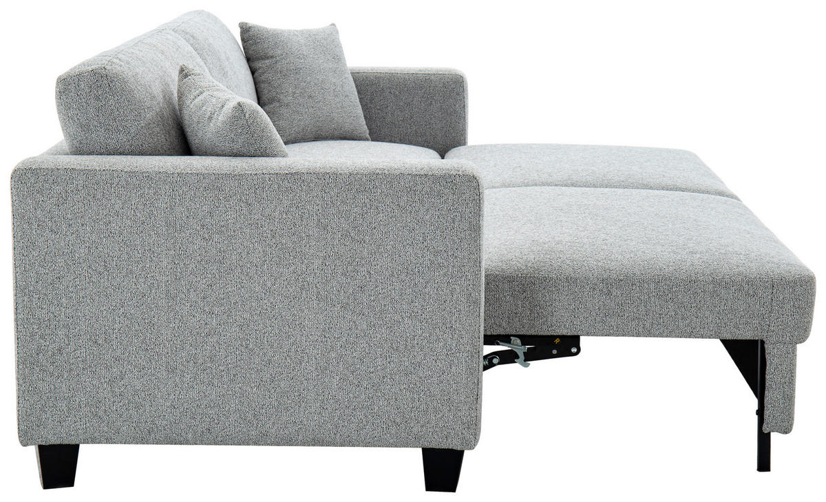 SCHLAFSOFA Leinenoptik Hellgrau  - Hellgrau/Schwarz, Design, Holz/Textil (220,5/86/96cm) - Livetastic