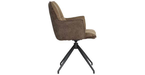 ARMLEHNSTUHL in Eisen Mikrofaser, Teddystoff - Schwarz/Braun, Design, Textil/Metall (59/90/62,5cm) - Novel