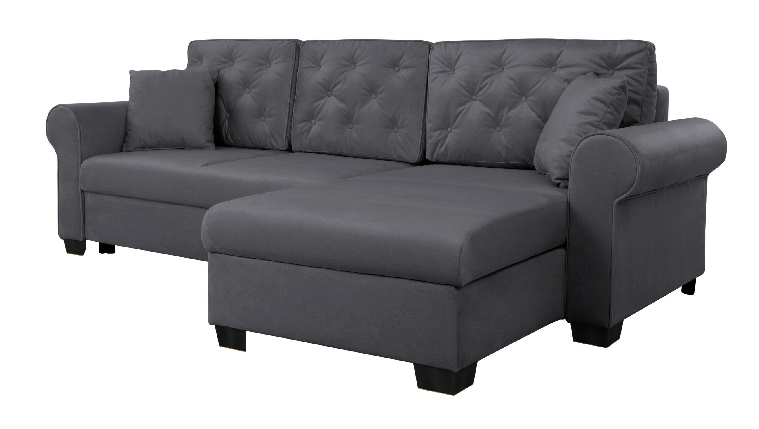 ECKSOFA in Dunkelgrau  - Dunkelgrau/Buchefarben, Design, Holz/Textil (266/161cm) - MID.YOU