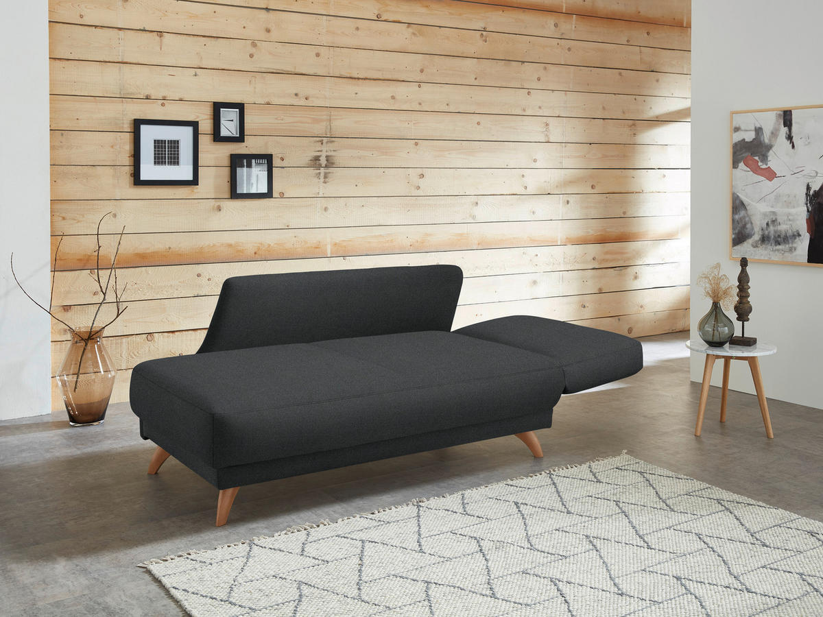 RÉCAMIERE in Flachgewebe Anthrazit  - Anthrazit, Design, Holz/Textil (205/87/94cm) - Bali