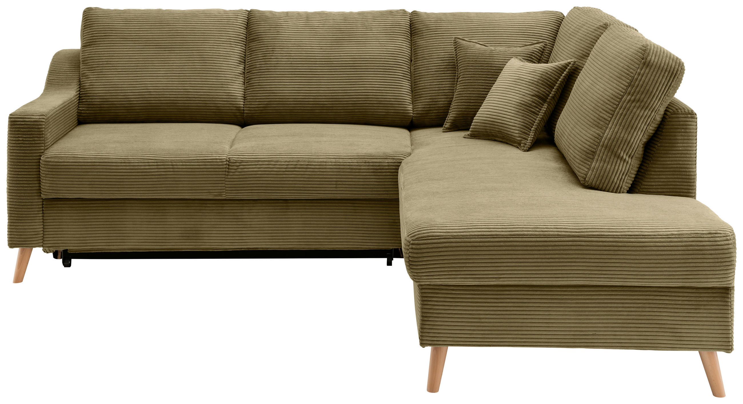 ECKSOFA in Cord Olivgrün  - Naturfarben/Olivgrün, Modern, Holz/Textil (230/200cm) - Livetastic
