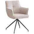 ARMLEHNSTUHL  Stoffauswahl, Sitzfläche 180° drehbar Webstoff  - Beige/Schwarz, Design, Textil/Metall (58/84/62.5cm) - Novel