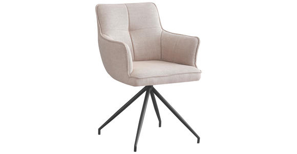 ARMLEHNSTUHL  Stoffauswahl, Sitzfläche 180° drehbar Webstoff  - Beige/Schwarz, Design, Textil/Metall (58/84/62.5cm) - Novel