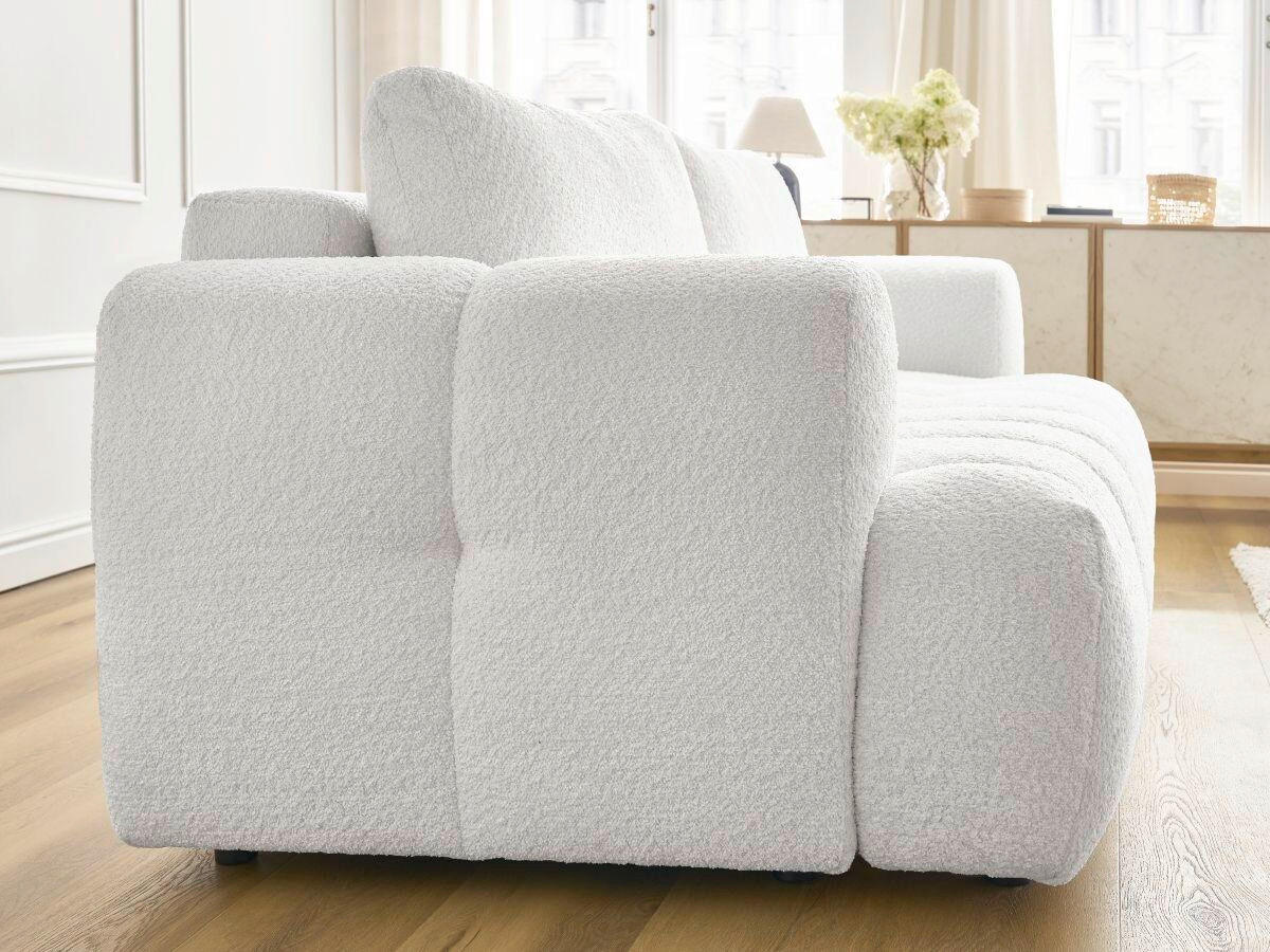 SCHLAFSOFA FUJI Bouclé Weiß  inkl.  - Schwarz/Weiß, MODERN, Kunststoff/Textil (251/113/88cm)