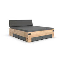 Pat 160x200 cm  grafit, culoare lemn stejar  - culoare lemn stejar/grafit, Basics, textil/material pe bază de lemn (169/96/210cm) - Ti'me