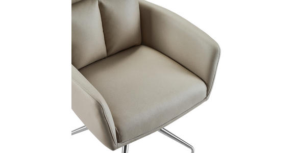ARMLEHNSTUHL in Edelstahl Mikrofaser - Taupe/Edelstahlfarben, Design, Textil/Metall (62/89,5/65cm) - Novel