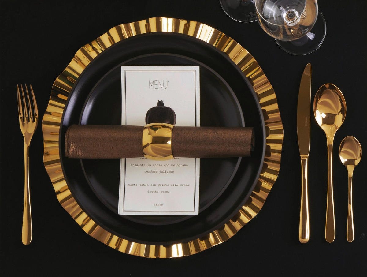 BESTECKSET 24-teilig Edelstahl  - Goldfarben, Basics, Metall - Sambonet