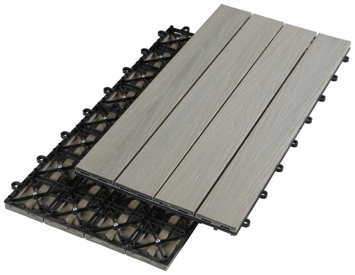 TERRASSENFLIESE 6 Stück  - Eichefarben/Beige, KONVENTIONELL, Holzwerkstoff/Kunststoff (30/60/2,4cm) - Ambia Garden