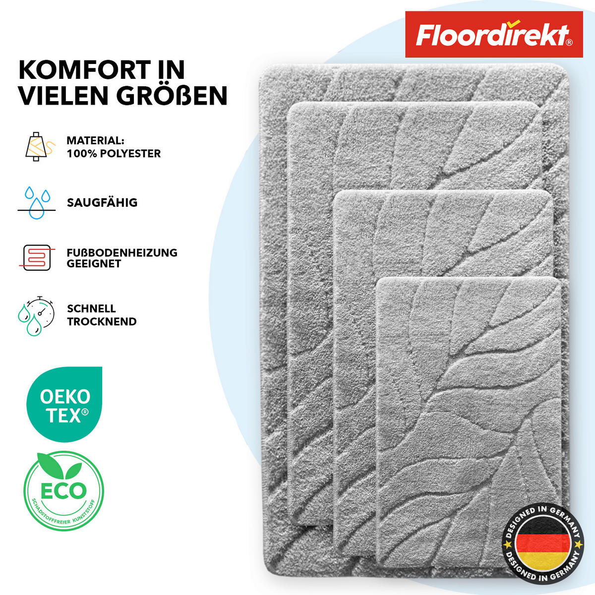 BADEMATTE Maris Silberfarben 40/60/60 cm  - Silberfarben, Basics, Kunststoff/Textil (40/60/60cm) - Floordirekt