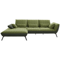 ECKSOFA in Flachgewebe Grün  - Schwarz/Grün, Design, Textil/Metall (191/301cm) - Moderano