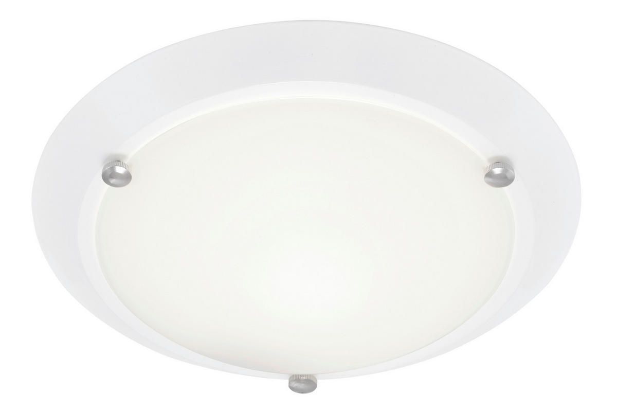 PLAFONJERA - boja hroma/bela, Osnovno, staklo/metal (27/9cm)