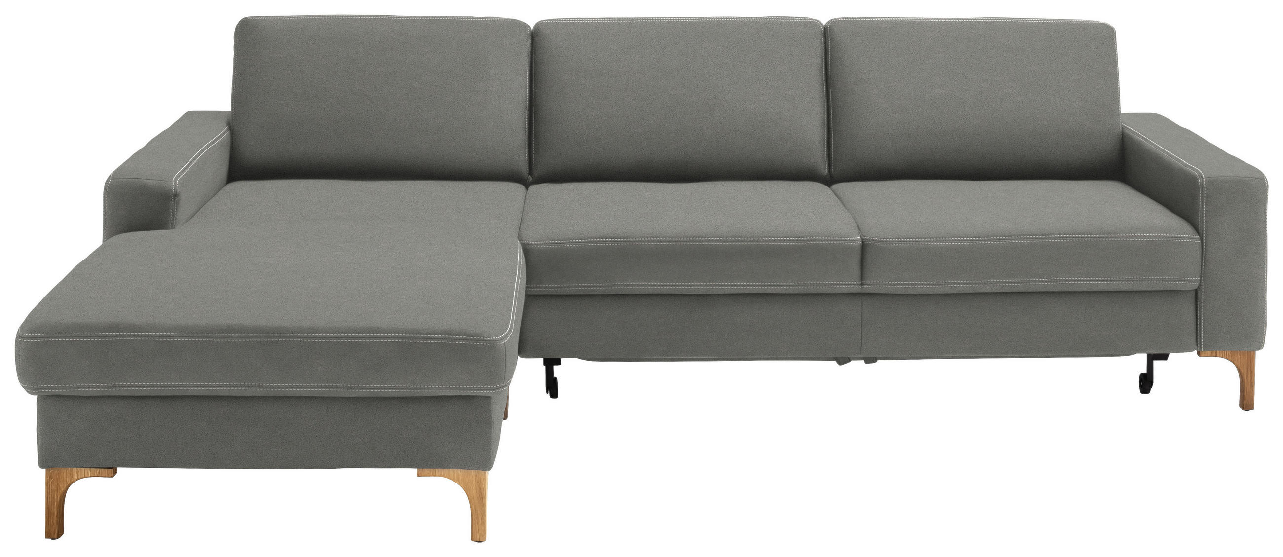 ECKSOFA in Mikrofaser Hellgrau  - Eichefarben/Beige, Design, Holz/Textil (185/278cm) - Pure Home Lifestyle