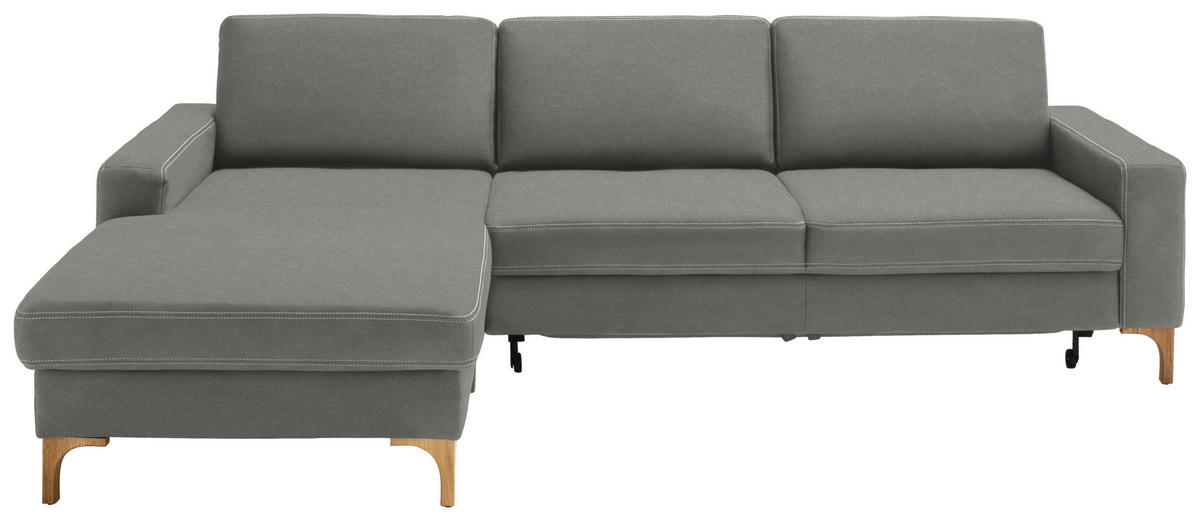 ECKSOFA in Mikrofaser Hellgrau  - Eichefarben/Beige, Design, Holz/Textil (185/278cm) - Pure Home Lifestyle