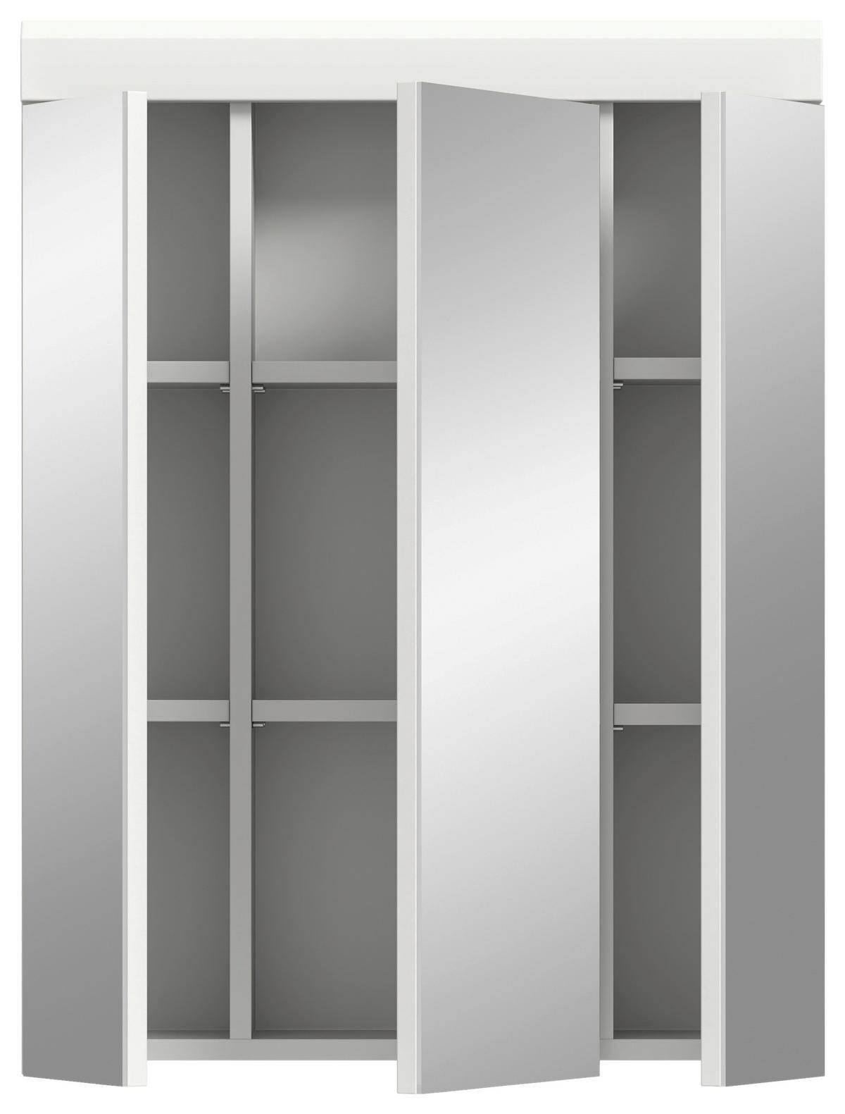 OMARA Z OGLEDALOM 60/79/18 cm  - bela/visoki sijaj, Moderno, steklo/leseni material (60/79/18cm) - MID.YOU