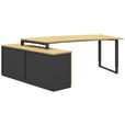ECKSCHREIBTISCH  in Anthrazit, Hickory  - Anthrazit/Alufarben, Design, Holzwerkstoff/Metall (200/160cm) - Moderano