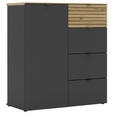 KOMMODE  in 90/99/41 cm  - Schwarz/Graphitfarben, MODERN, Holzwerkstoff/Metall (90/99/41cm) - Voleo
