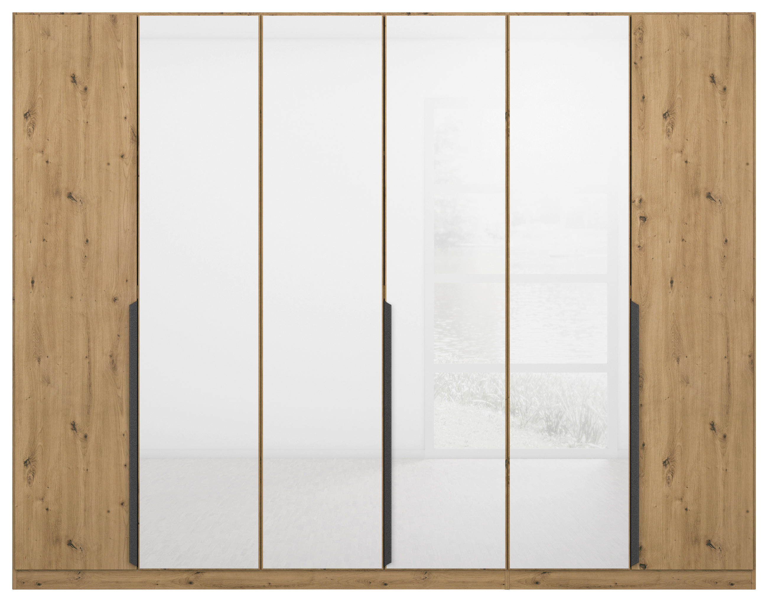 DREHTÜRENSCHRANK  in Eiche Artisan, Weiß  - Eiche Artisan/Weiß, MODERN, Glas/Holzwerkstoff (271/210/54cm) - Rauch Möbel
