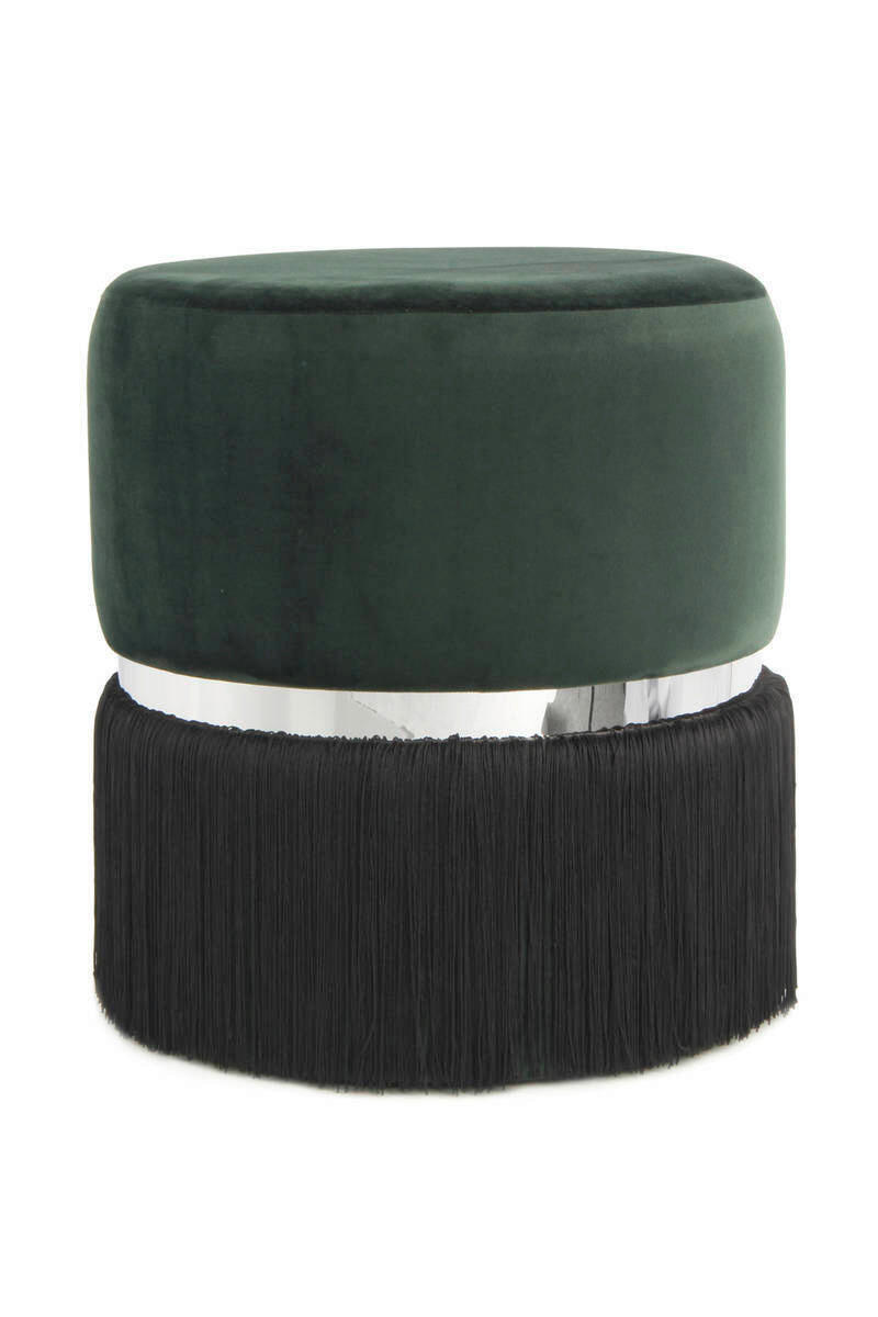 HOCKER Samt Schwarz, Silberfarben, Dunkelgrün  - Dunkelgrün/Silberfarben, Basics, Textil/Metall (41/44,5/41cm) - Kayoom