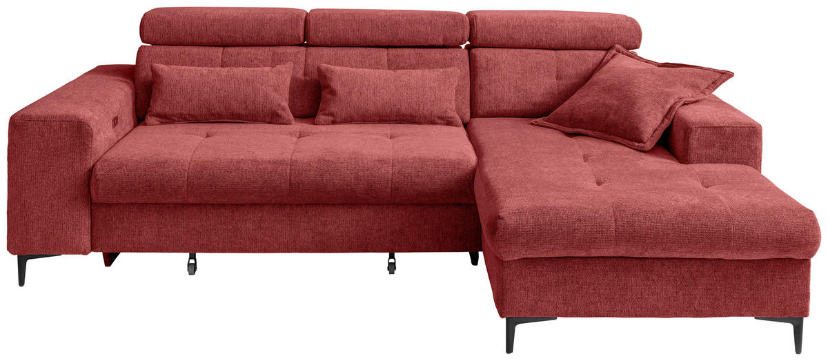 ECKSOFA Chenille  - Schwarz, Basics, Textil/Metall (270/186cm) - Livetastic