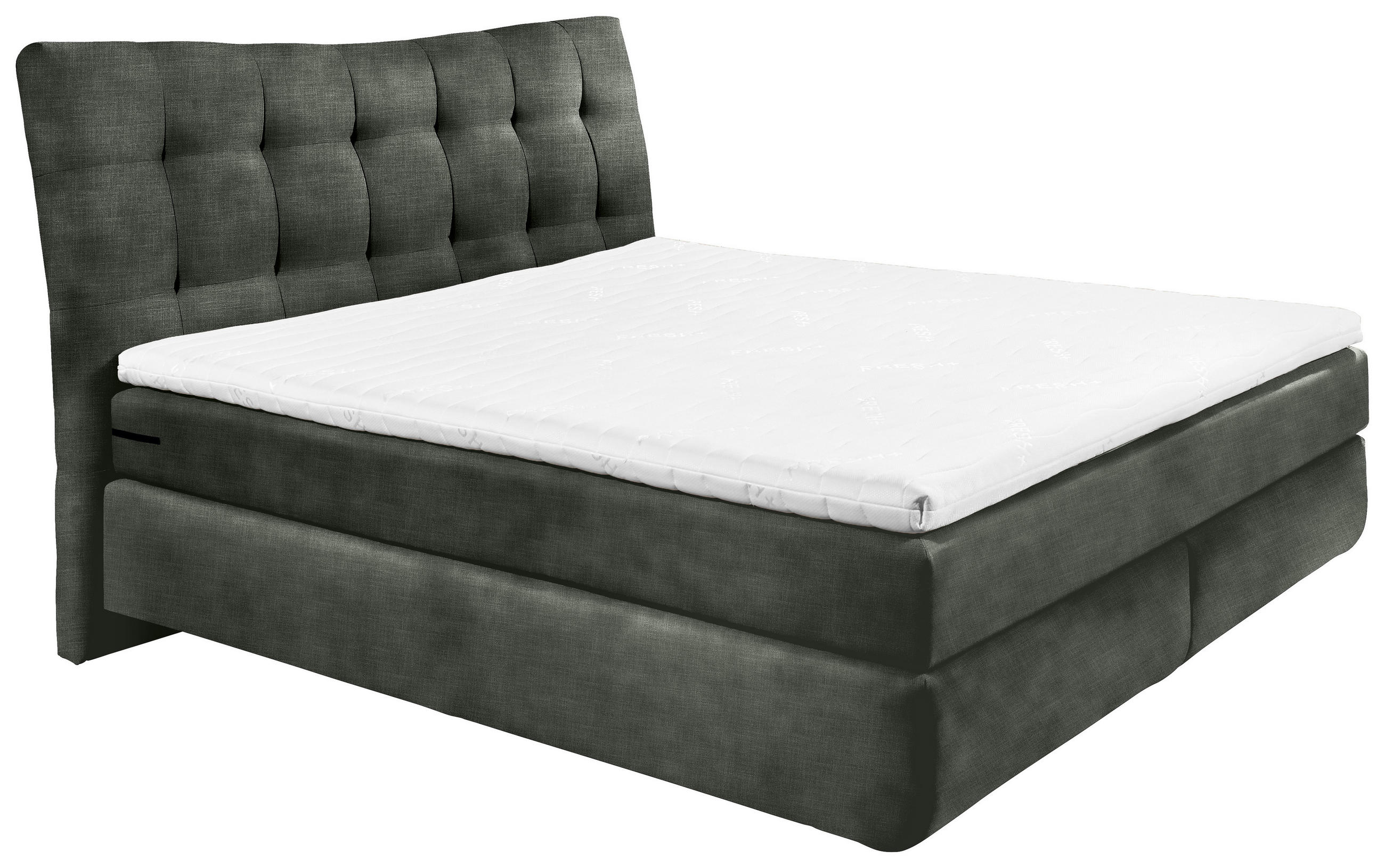 BOXSPRINGBETT 180/200 cm  in Dunkelgrün  - Dunkelgrün/Schwarz, Basics, Holzwerkstoff/Kunststoff (180/200cm) - Esposa