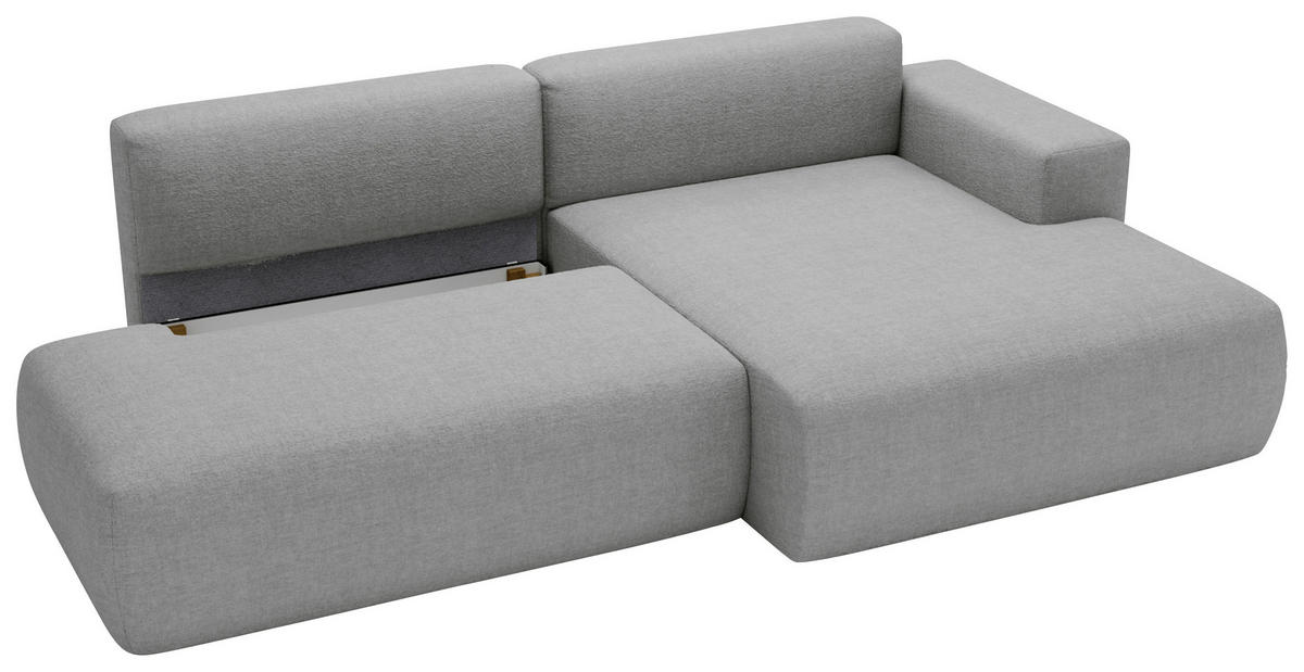 ECKSOFA ARTE in Chenille Grau  - Schwarz/Grau, Design, Kunststoff/Textil (284/160cm) - Livetastic