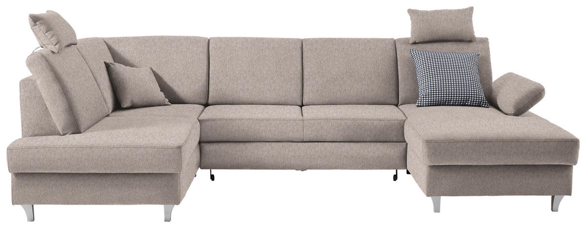 WOHNLANDSCHAFT in Webstoff Rosa  - Silberfarben/Rosa, Konventionell, Holz/Textil (186/322/167cm) - Cantus