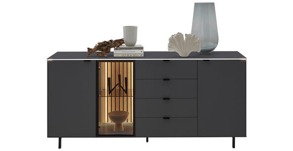 SIDEBOARD 186/82,8/46 cm  - Anthrazit/Schwarz, Design, Glas/Holz (186/82,8/46cm) - Dieter Knoll