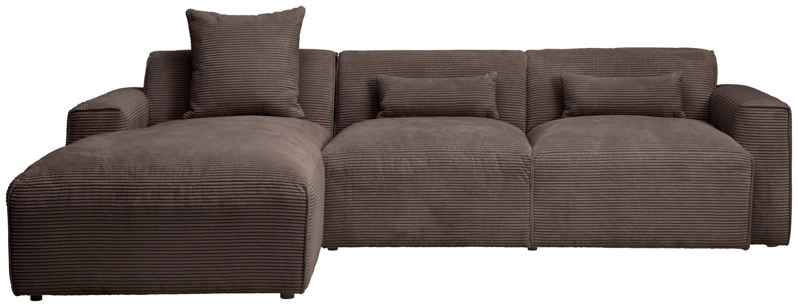 ECKSOFA in Cord Mokka  - Schwarz/Mokka, Design, Kunststoff/Textil (196/303cm) - Livetastic