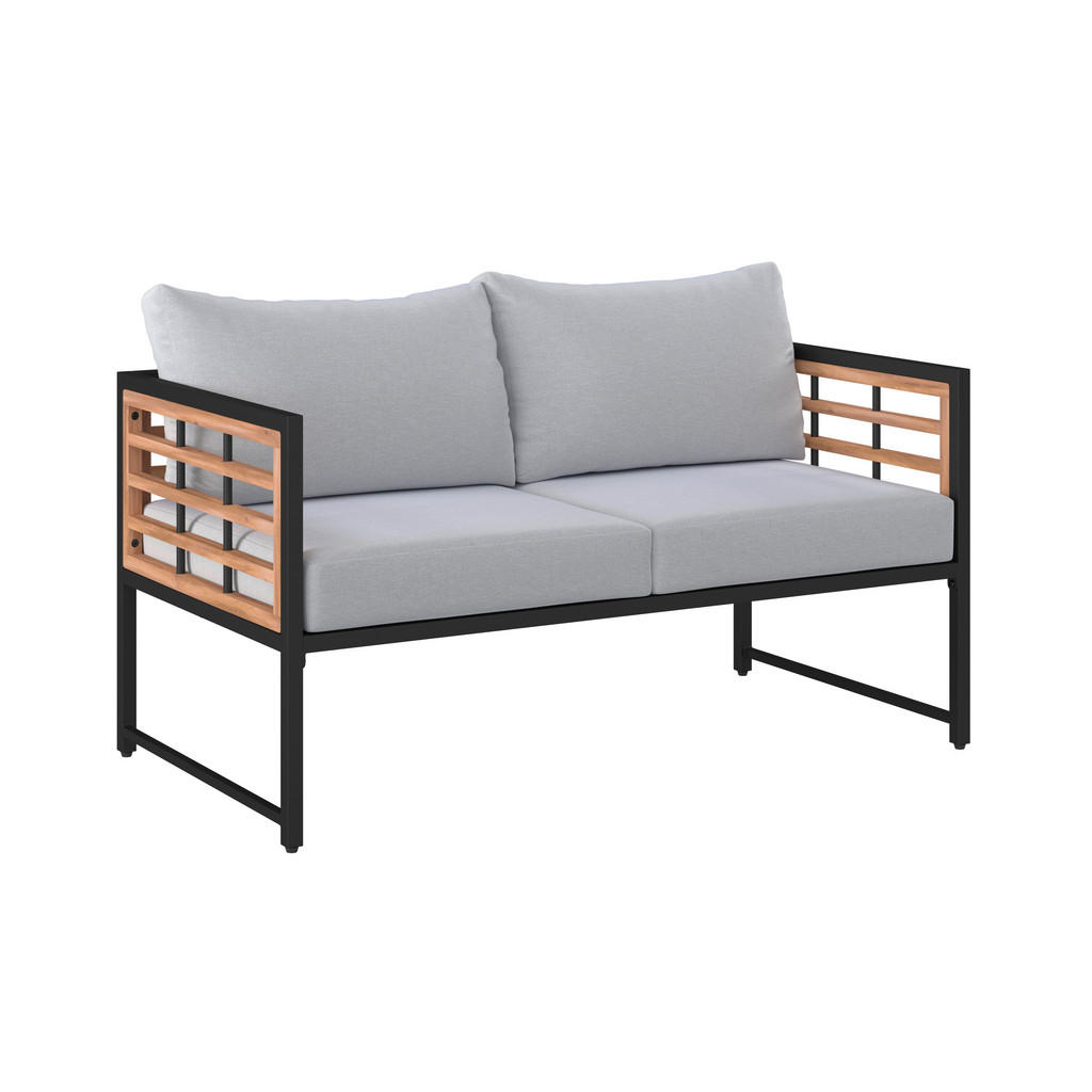 Thumbnail - Ambia Garden Loungesofa, Natur, Schwarz, Holz, Metall, Textil, Akazie, vollmassiv, 125x67.5x63.5 cm, Loungemöbel, Garten...