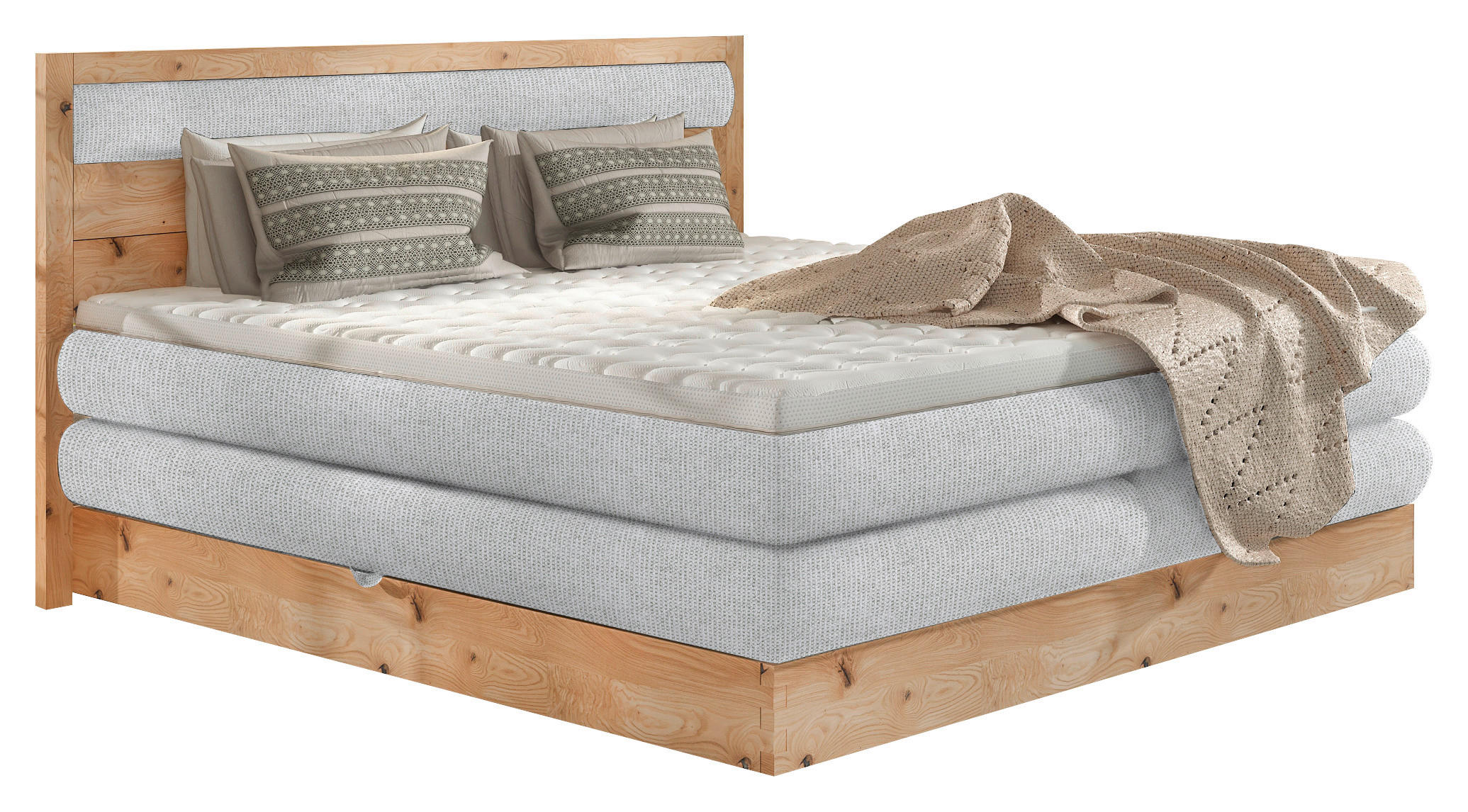 BOXSPRINGBETT 180/200 cm  in Grau, Eichefarben  - Eichefarben/Schwarz, Konventionell, Holz/Holzwerkstoff (180/200cm) - Valnatura