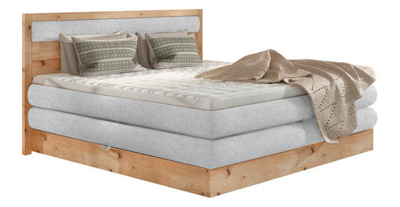 BOXSPRINGBETT 180/200 cm in Grau, Eichefarben - Eichefarben/Schwarz, KONVENTIONELL, Holz/Holzwerkstoff (180/200cm) - Valnatura