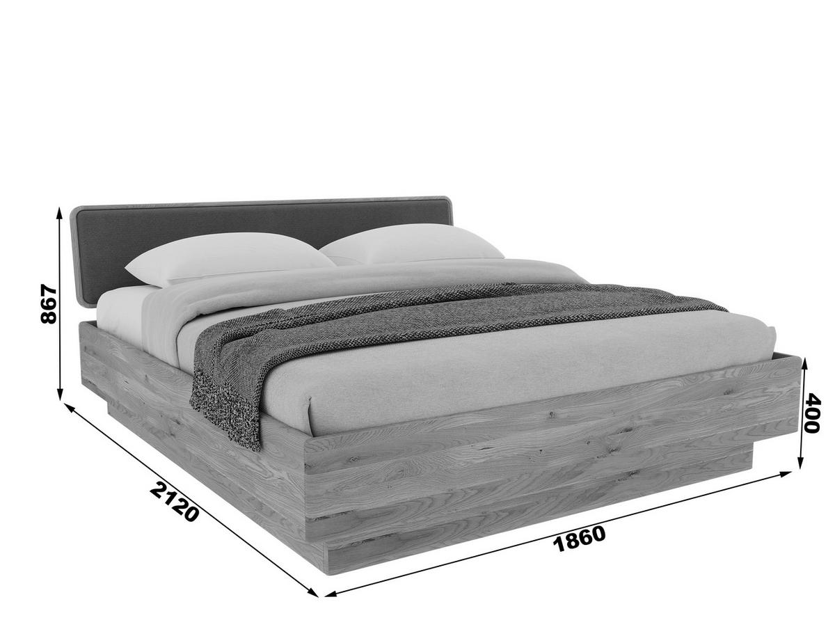 BETT in Braun, Eichefarben  - Eichefarben/Braun, MODERN, Holz/Textil (180/200cm) - MID.YOU