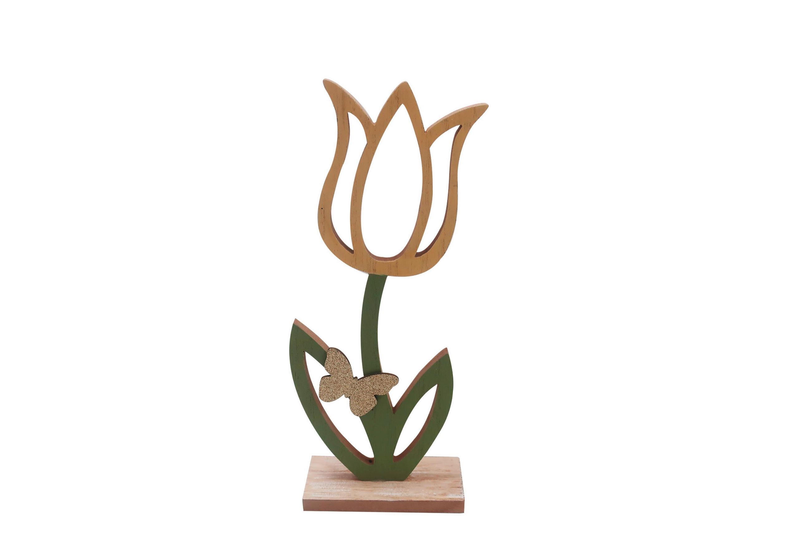 FLOARE DECORATIVĂ - galben/verde, Lifestyle, lemn (12/31/5cm)