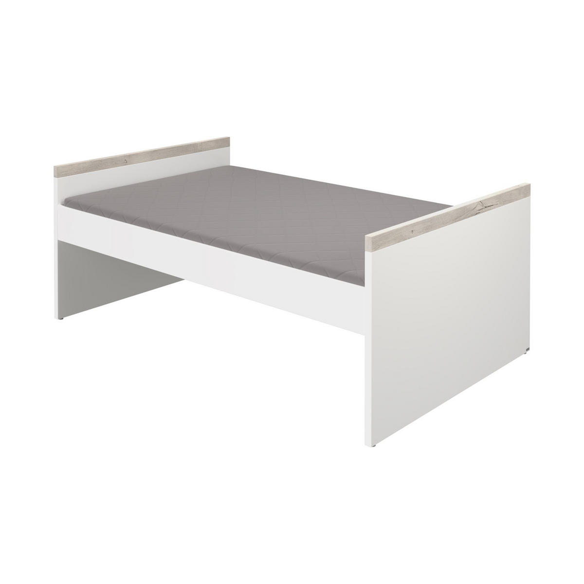 BETT 120/200 cm  in Weiss, Silbereichenfarben   - Weiss/Silbereichenfarben, Basics, Holzwerkstoff (120/200cm) - Paidi