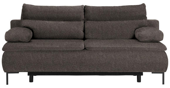BOXSPRINGSOFA in Textil Dunkelbraun - Dunkelbraun/Schwarz, MODERN, Textil/Metall (202/93/100cm) - Novel