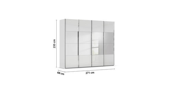 SCHWEBETÜRENSCHRANK  in Weiß, Seidengrau  - Chromfarben/Seidengrau, Design, Glas/Holzwerkstoff (271/235/68cm) - Novel